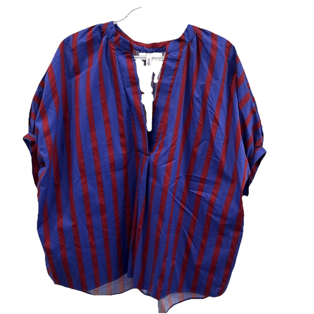 Glam Los Angeles Indigo & Wine Top Size S‎ NWT Striped 100% Cotton C2-11